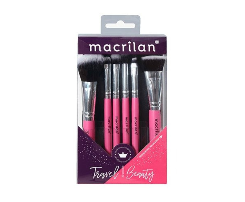 Kit com 6 pincéis profissionais e nécessaire KP10-2 Travel Beauty – MACRILAN Kit com 6 pincéis profissionais e nécessaire KP10-2 Travel Beauty – MACRILAN