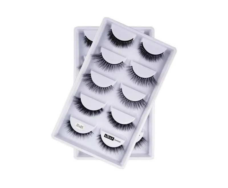 Cílios 5 pares modelos Mix01 - Lully Makeup Cílios 5 pares modelos Mix01 - Lully Makeup
