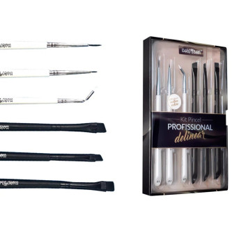 Kit WB700 com 6 pincéis profissionais para delinear Macrilan – Linha W